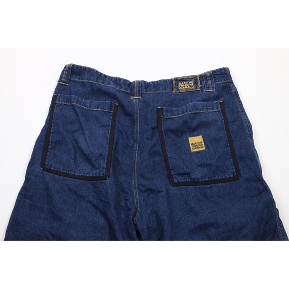 Vintage 90s Marithe Francois Girbaud Mens 38 Distressed Baggy Strap Denim Shorts - Picture 11 of 14